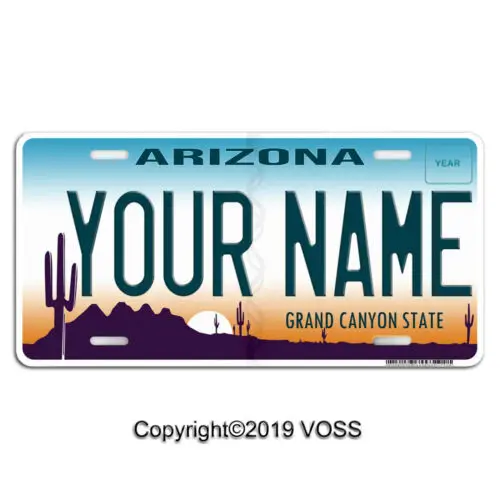 Placa de matrícula personalizada ARIZONA, cualquier texto, tu nombre, etiqueta AZ para coche personalizada, aluminio de calidad