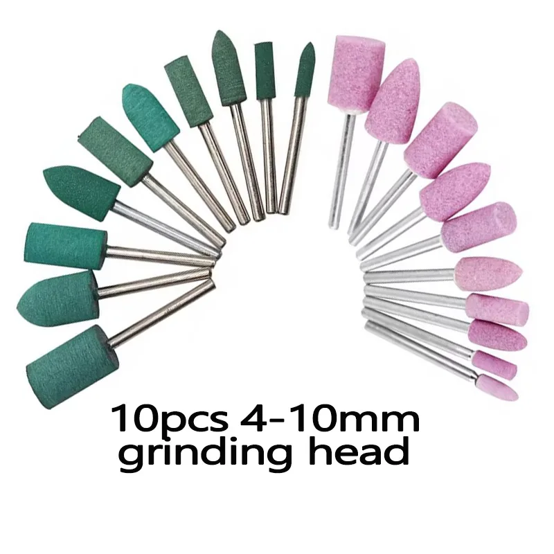 10PCS 4-10mm DIA Rubber Ceramic Grinding Head Polishing Abrasive Wheel  Buffing Wheel for Dremel Rotary Power Tools 3mm Shank