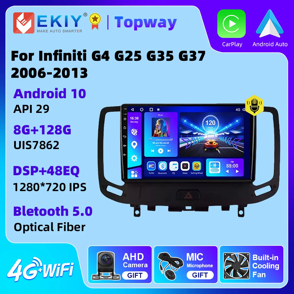 

EKIY Android 10 для Infiniti G4 G25 G35 G37 2006-2013 мультимедийный плеер GPS-навигация автомобильное радио 4G WiFi BT без DVD-плеера