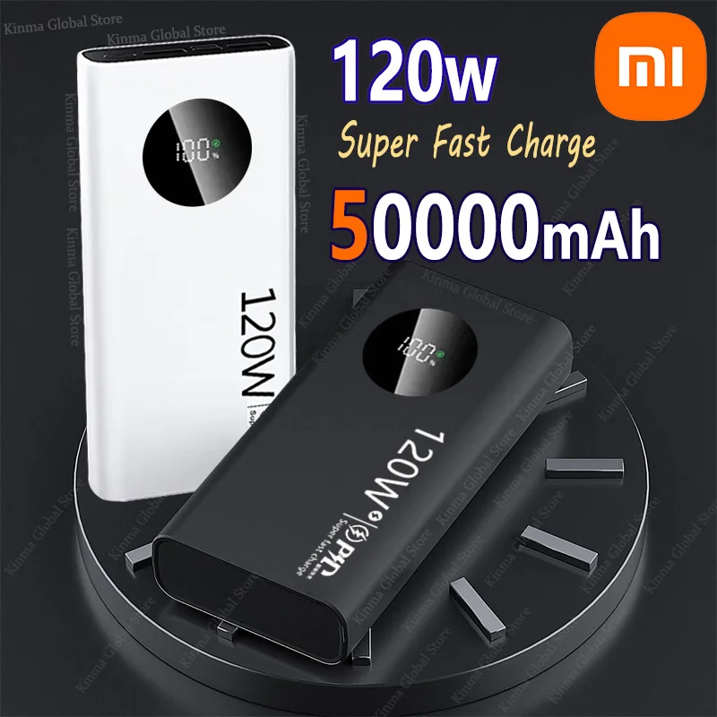 Xiaomi 120W 50000mAh High Capacity Power Bank Fast Charging Powerbank Portable Battery Charger For iPhone Huawei Samsung