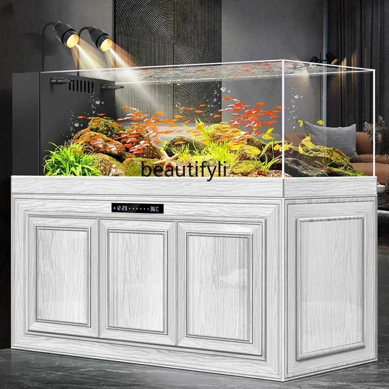 LXFish Tank Living Room Intelligent Stream Tank Super White Ecological Aquarium Chinese Bottom Filter Change WaterHYSSS