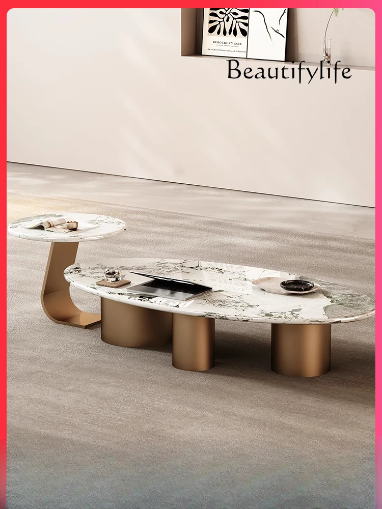 American Luxury Stone Endtable Pure Natural Modern Minimalist French Entry Lux Living Room High-End Art Tea Table