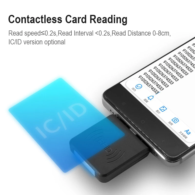 

Портативный малогабаритный RFID-считыватель порта Type-c с идентификационным кодом 125 кГц и индукционной функцией IC-карты 13,56 МГц для Smart c
