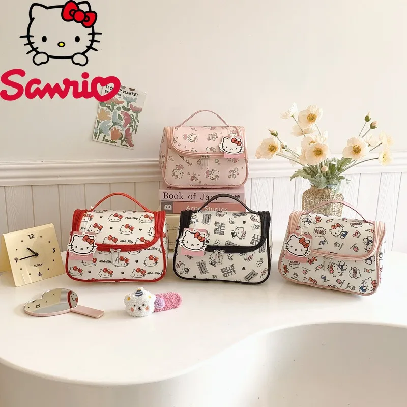  Hello Kitty Travel Makeup Bag Large Capacity Lightweight Toiletry Organizer Cute Portable Storage Travel School Daily Use