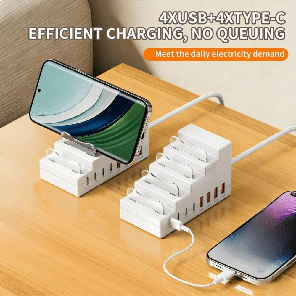 

66W Power Socket Bracket Charger 4USB Ports 4Type C Ports Desktop Charging Power Strip PD Fast Charging 8Ports Socket