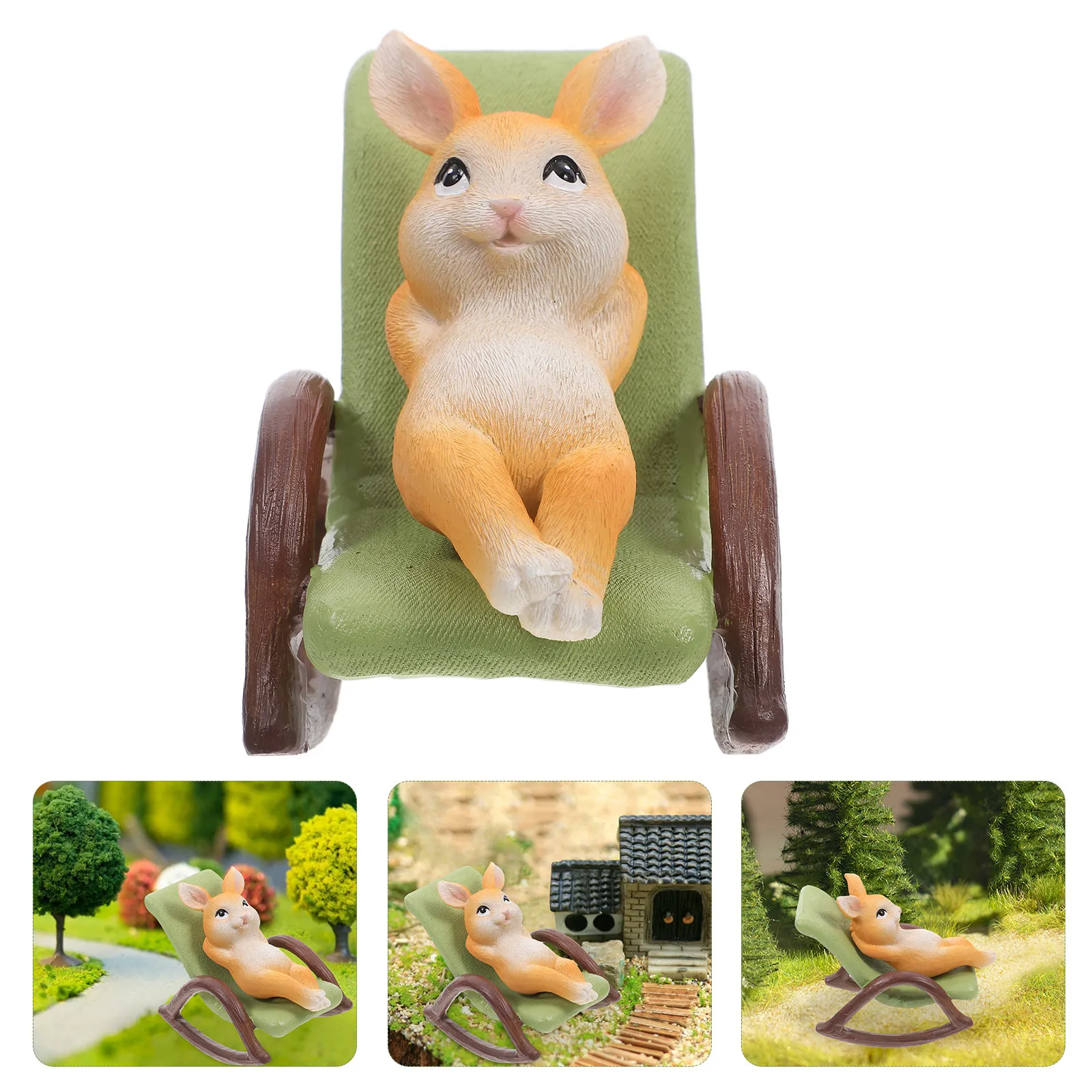 

Садовая статуэтка лежащего кролика из смолы для декора газона, балкона, веранды, двора. Декоративная скульптура кролика, садовое животное.