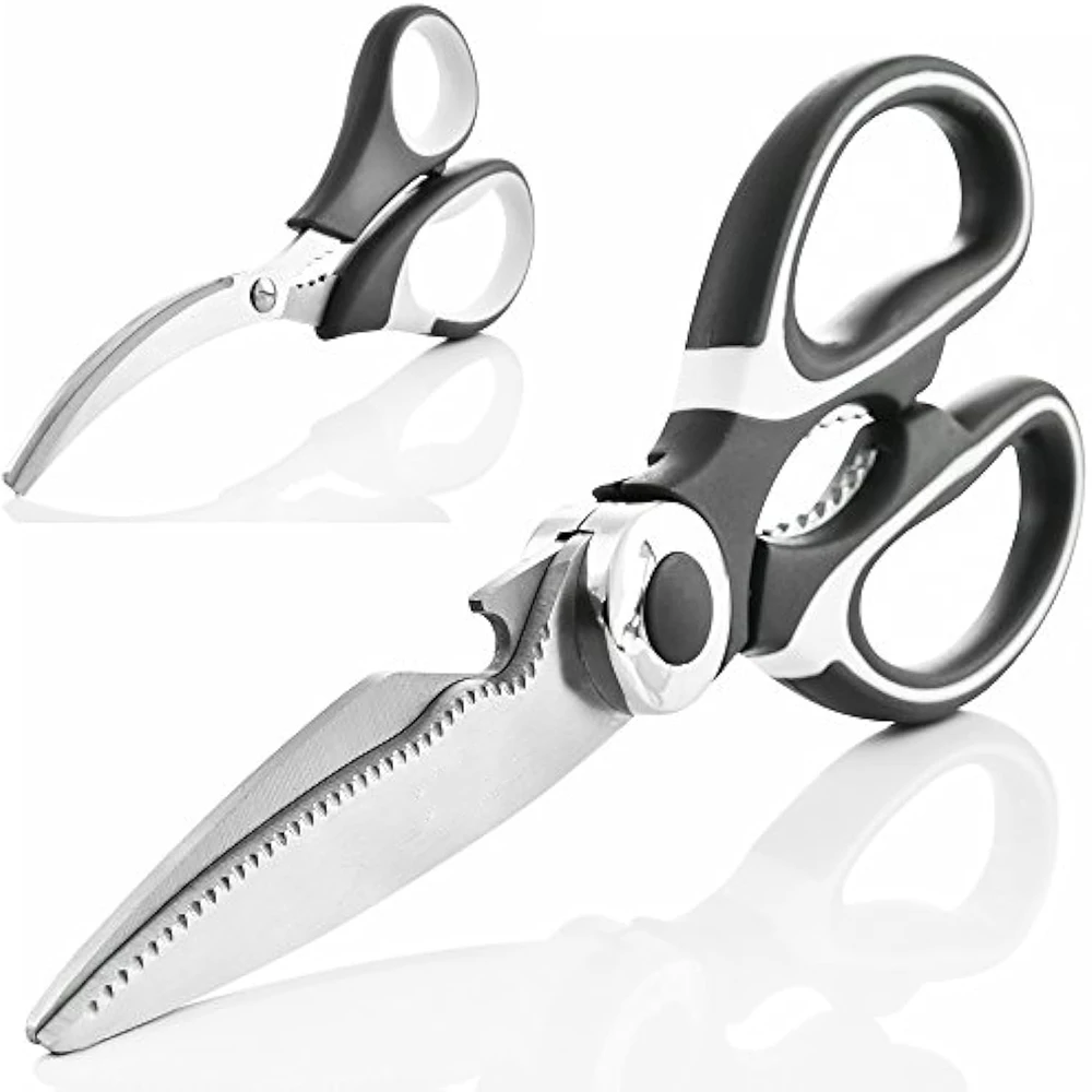 Heavy Duty Kitchen Shears - Ultra Sharp Stainless Steel Scissors with Bonus Seafood Shears for All-Purpose Use