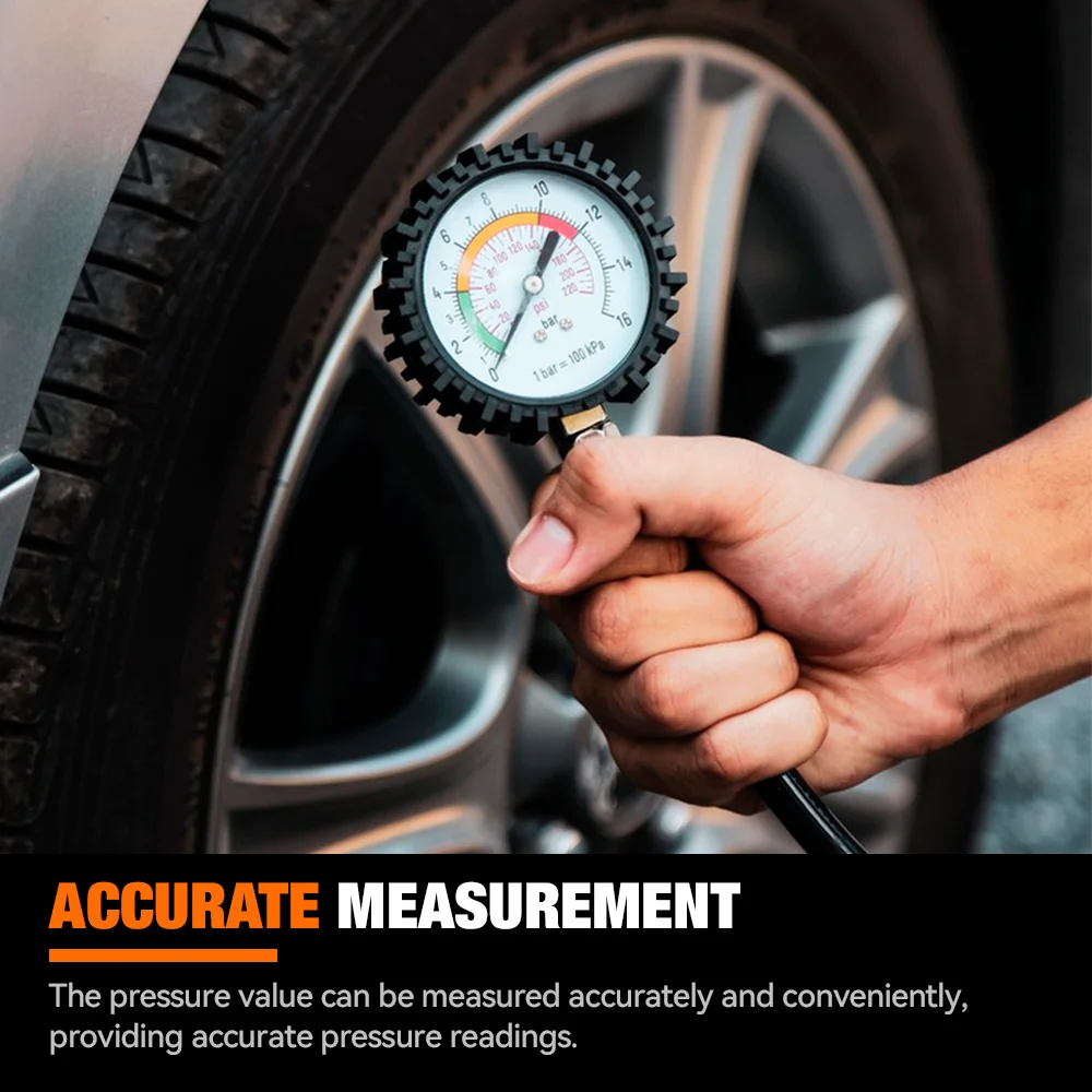 220PSI Car Tyre Air Pressure Tester, High-precision Long Tube Tire Gauge Meter, For Auto Motorcycle Truck Bike Measurement Tools view 5