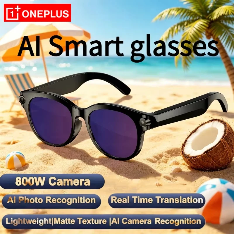Oneplus 4K Smart Glasses Men HD Camera 150+Language Translation ChatGPT WIFI Video Recording Bluetooth CallAudio Glasses Women