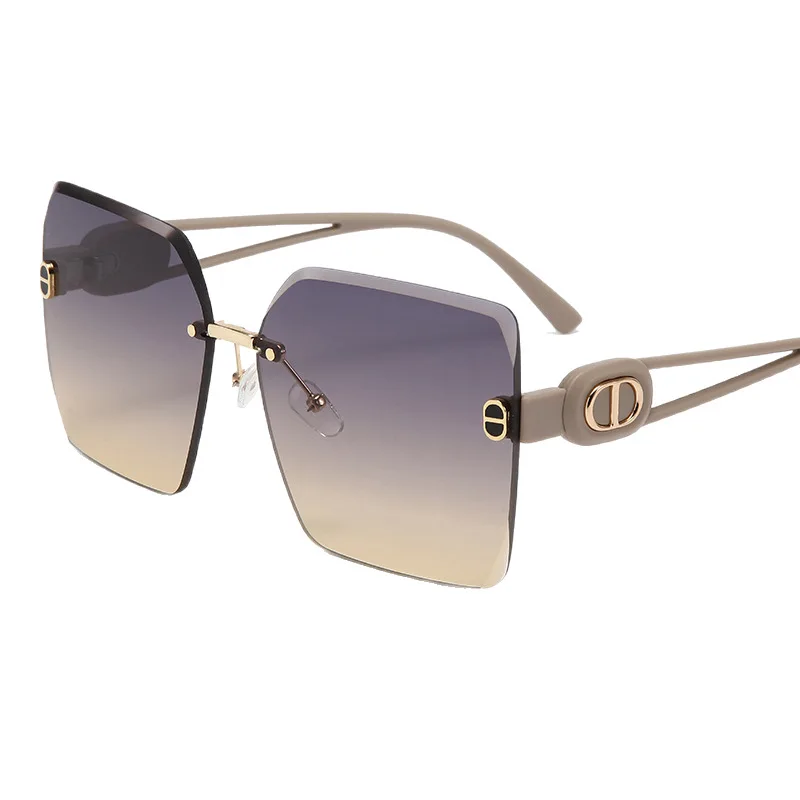 Nouvelles lunettes de soleil sans bordure, à la mode, carrées, tendance, street shot, visière Joker unie