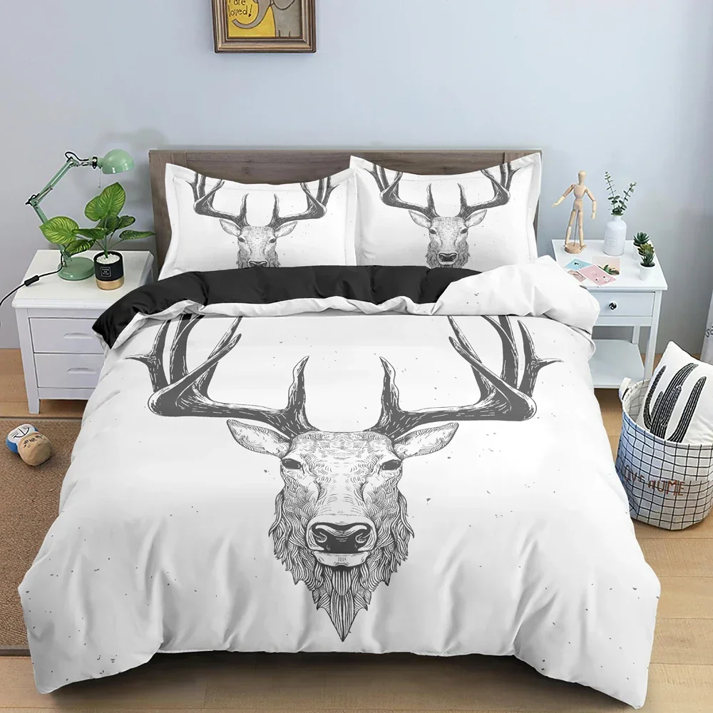 

Cute Cartoon Animal Deer Cozy Comfortable Duvet Quilt Cover Pillowcase Bedding Set Children Bedroom Decoration Home Textile