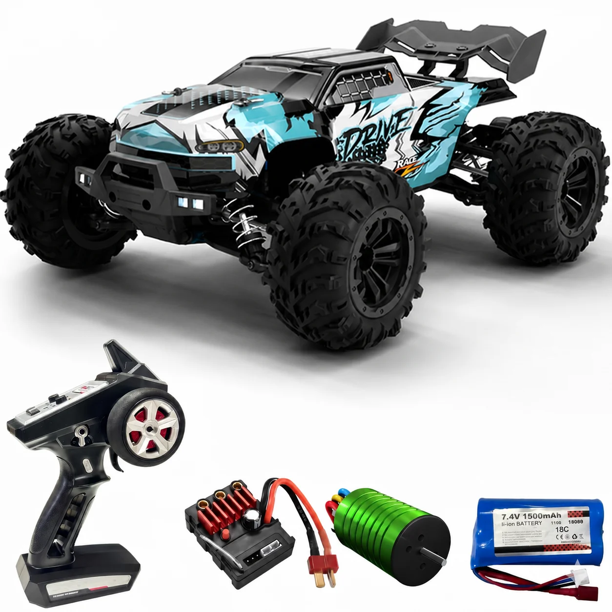 1:16 Brushless RC-Auto, Hobby-Klasse 4WD Ferngesteuerter Truck mit 2840 4000KV Motor, Metall-Antriebsteile, 2,4GHz 120m Reichweite, LED-Lichter, Fahrbereit Offroad RC-Truck