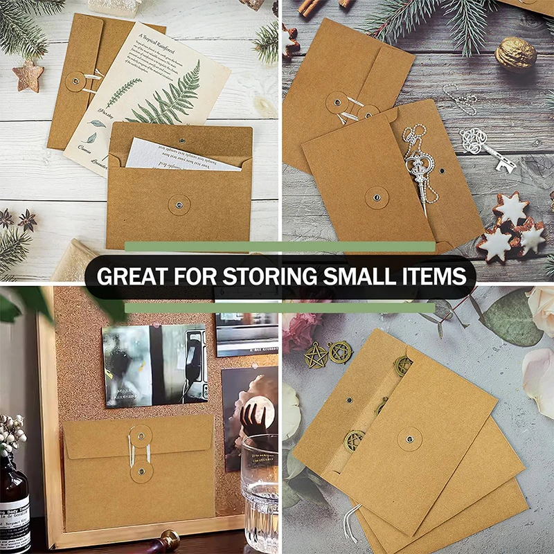 5/10/20 PCS+Stickers A5(24×17.5cm）Kraft File Folder Project Pockets Document Organizer  Storing Holder String Tie Closure