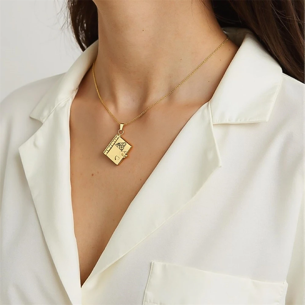 For Granddaughter-The Most Beautiful Chapter Book Necklace Graduation Birthday Gift with 6 Pages Engraved Information Choker