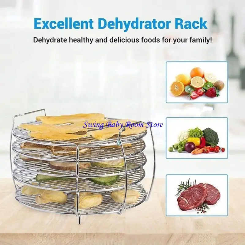 K1AD Multi-Layer Air Fryer Rack Dehydrator Stands Stainless Steel Holder Air Fryer Accessory for Air Fryer Cooking