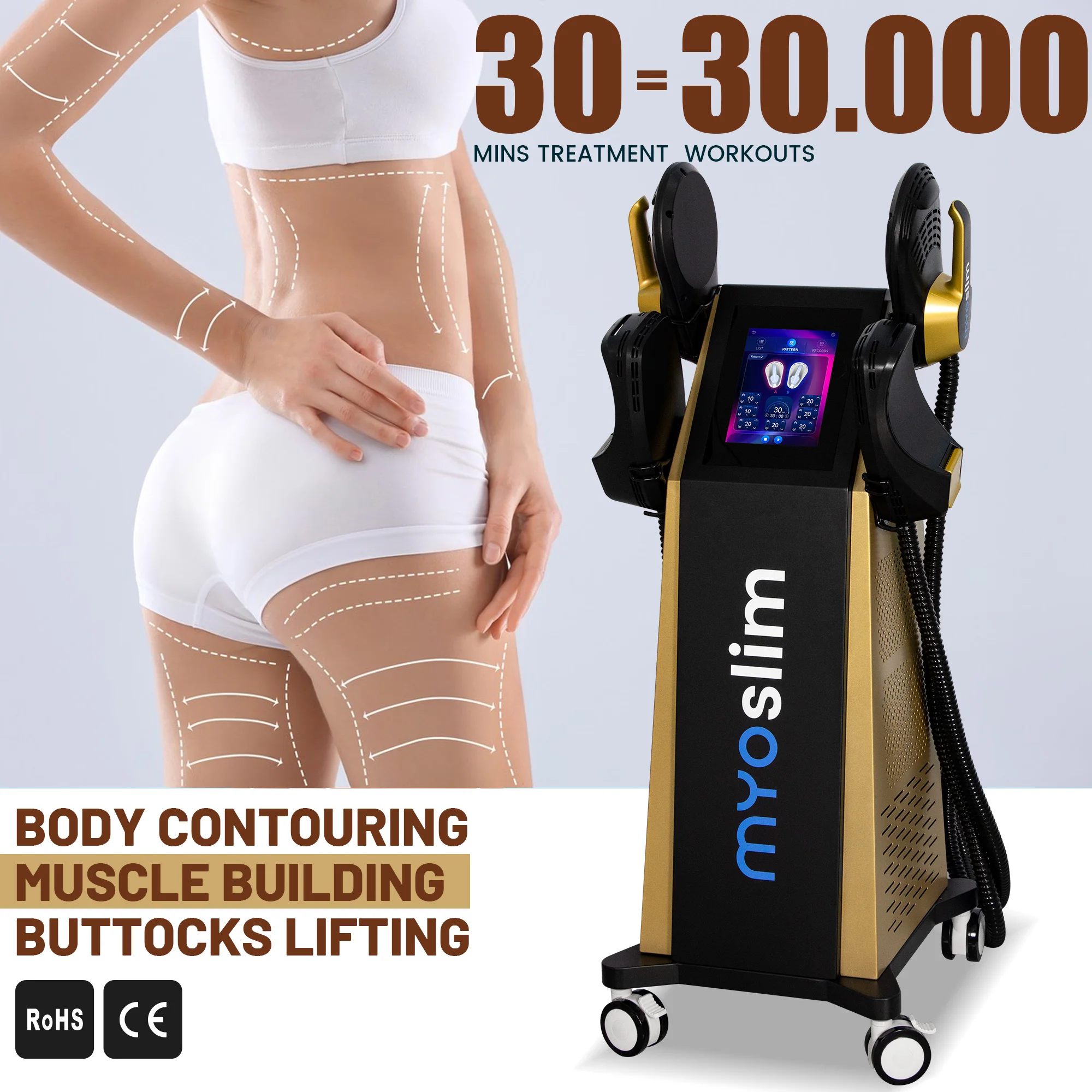 

MYOslim Sculpt Machine 15Tesla 6500w 200HZ RF Fat Slimming Burning Muscle Stimulation Body Sculpting Electromagnetic