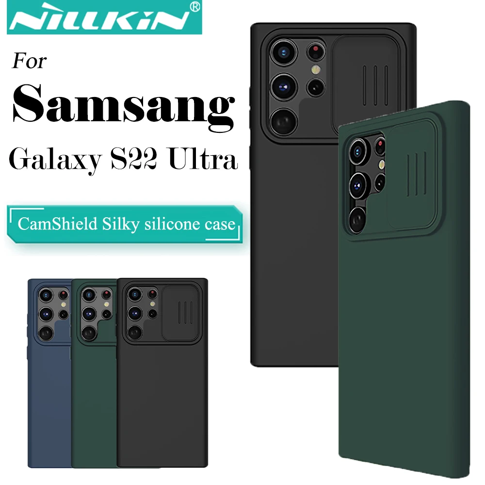 Nillkin для Samsung Galaxy S22 ультра CamShield шелковистый силиконовый чехол для телефона камера слайдер жидкий силикон Противоударная задняя крышка