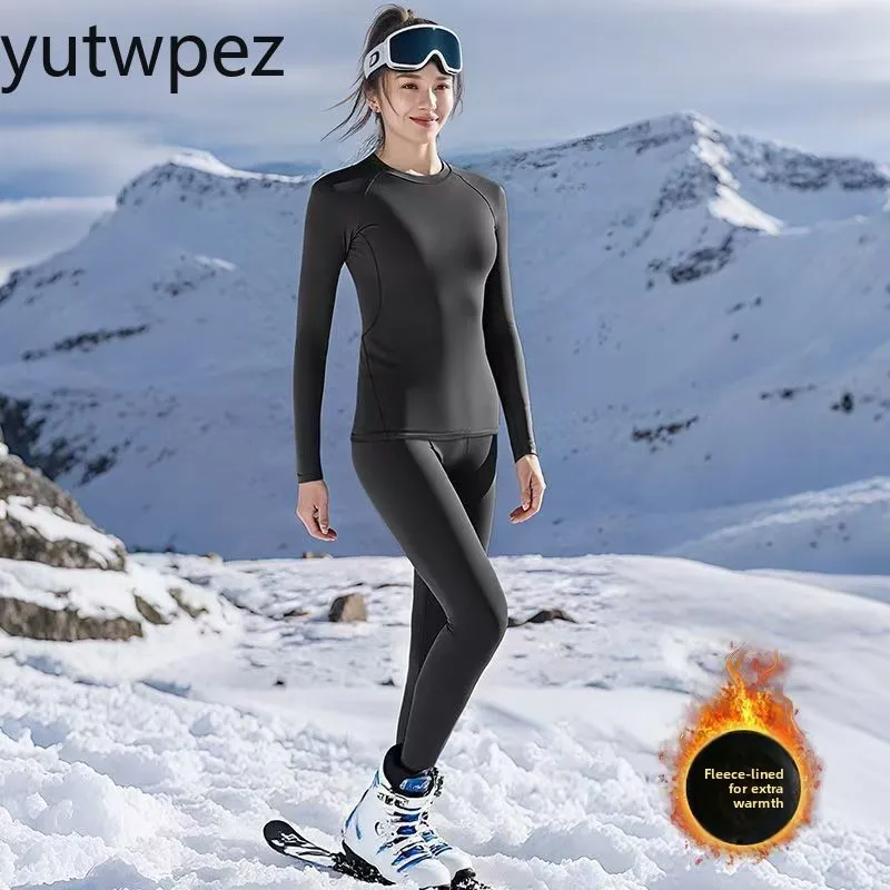 

2-piece Tracksuit Ski Thermal Underwear Set Snowboard Tight-fitting Winter Cold Weather Protective Suit Elastic and Breathable