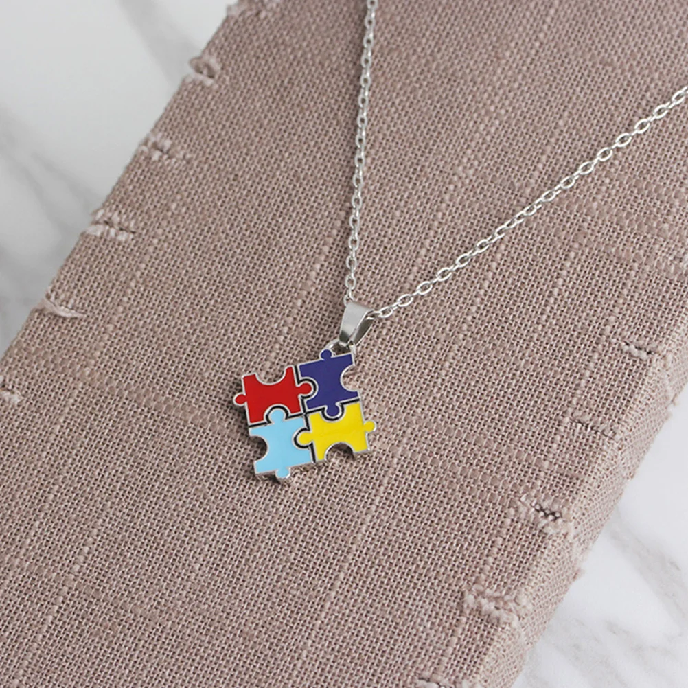 Awareness Keychains Puzzle Necklace Friendship Delicate European and American Necklaces Child Mama