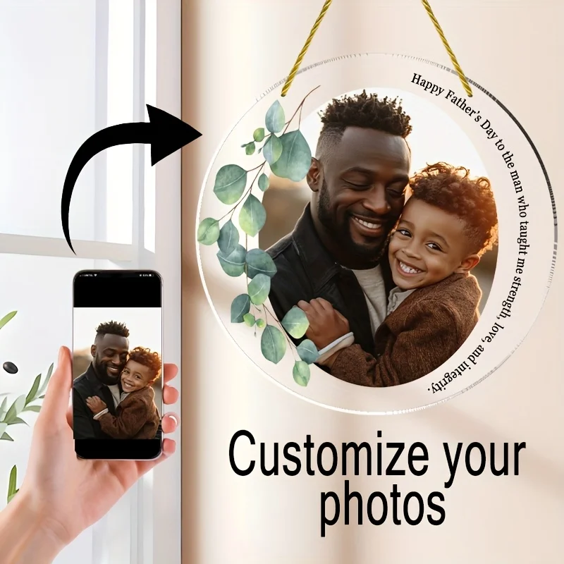 

Custom Family Photo Circular Acrylic Suncatchers Personalized Photo Father's Day Gift Birthday Anniversary Dad Gift Window Decor
