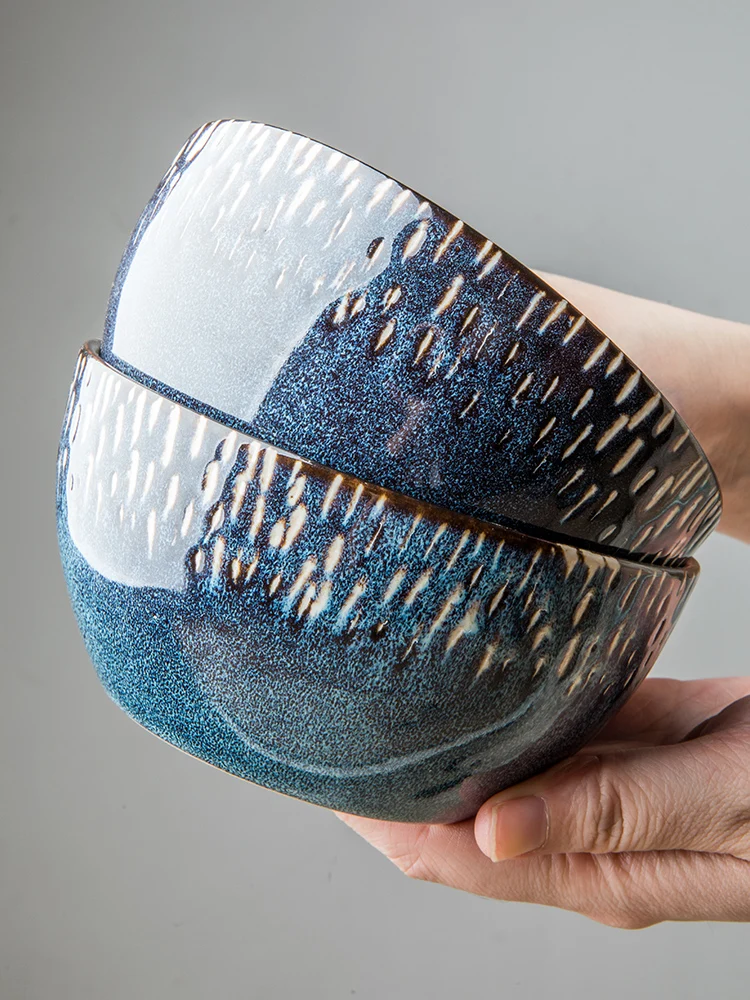 

Hand-painted kiln glazed ceramic bowl 5-inch household noodle bowl eating anti-scalding small bowl