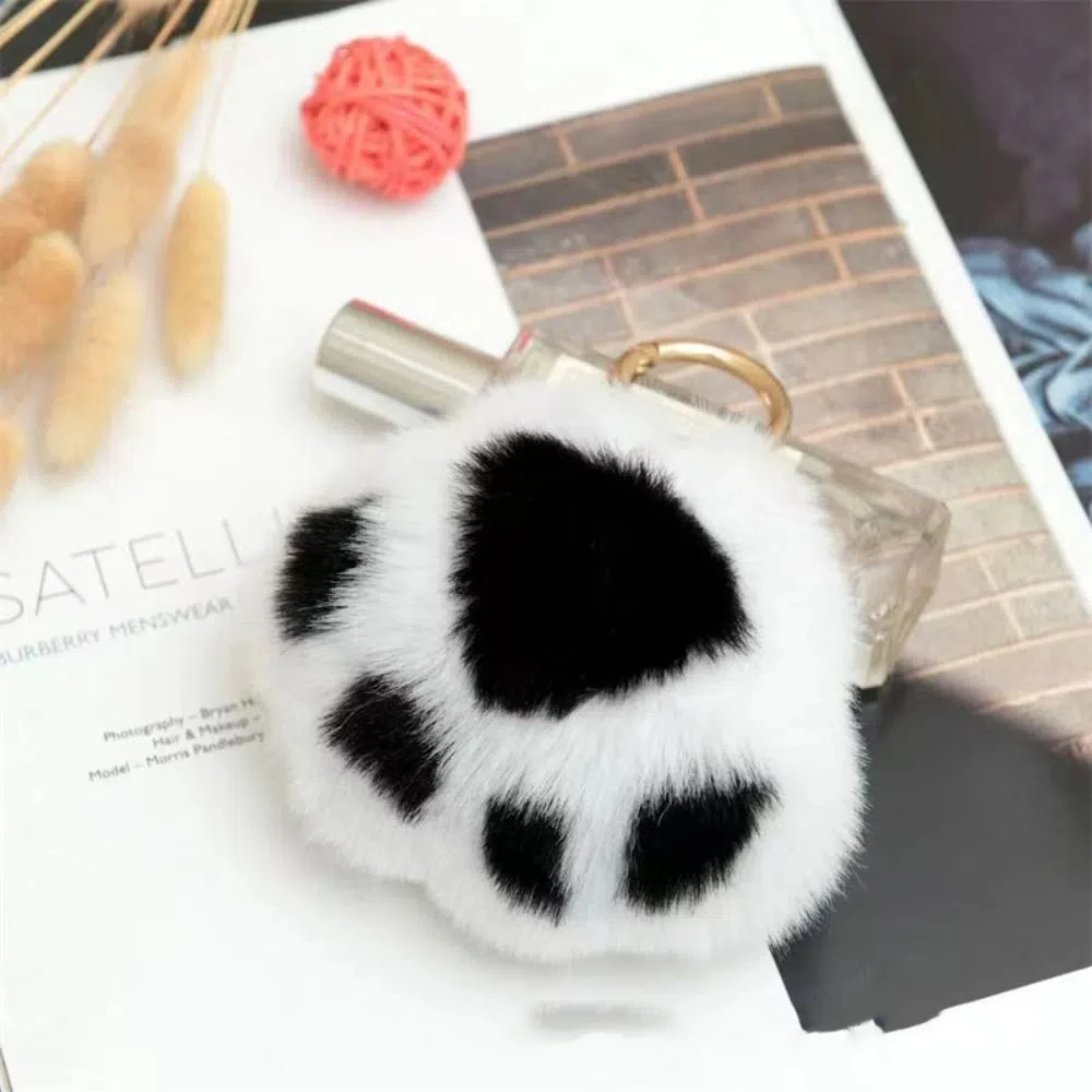 

Stuffed Animal Cat's Paw Fur Keychain Love Pompom Cat's Paw Stuffed Keyring Furry Doll Kawaii Plush Cat's Paw Pendant