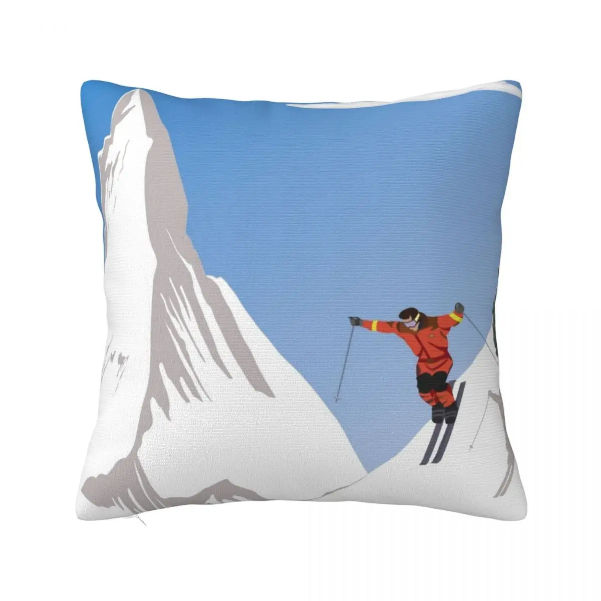 Zermatt, Valais, Switzerland,Ski Poster Throw Pillow Luxury Cushion Cover Decorative Cushions