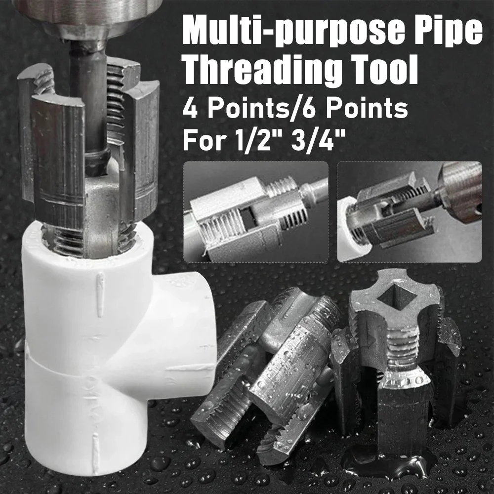 

DN15/20 Pipe Threading Tool Hex Shank Die Internal External Threads for 1/2'' 3/4'' Water Pipes PVC Pipe Thread Cutting Tool