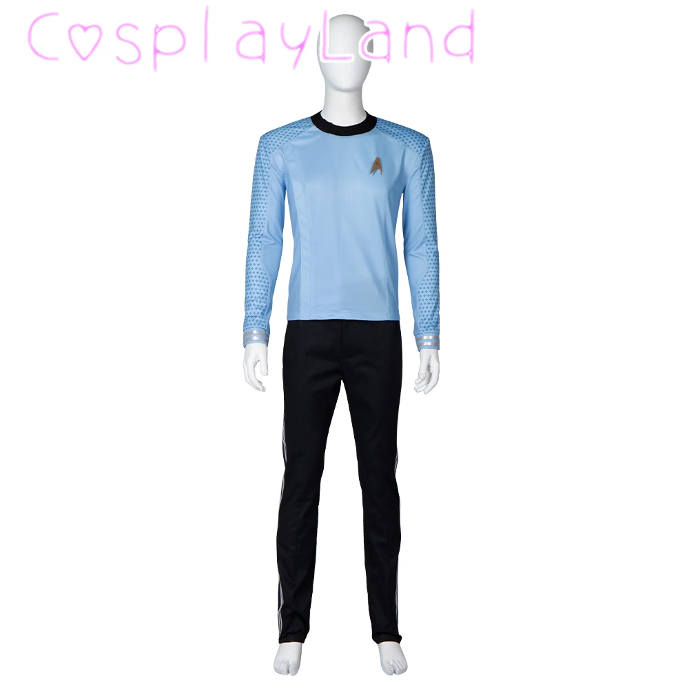 

Star Strange New Worlds Dr M'Benga Cosplay Costume Adult Men Member Blue Uniform Suit Full Set Outfit with Badge Halloween