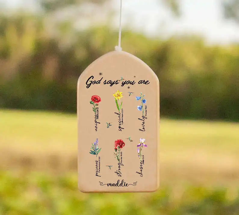 Customized Memorial Wind Chimes Sympathy Gift Home Decor Outdoor Garden Patio Windchimes Personalized Print Dropshipping