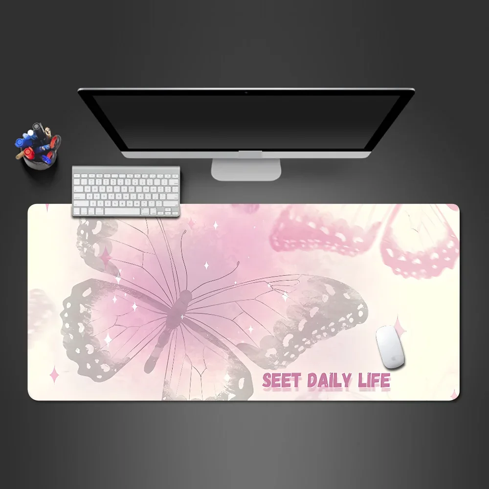 100x50cm butterfly Mouse Pad PC Gamer Carpets Desk Accessories Rugs Leveling Large Keyboard MouseMat Plus Playmats for Laptop