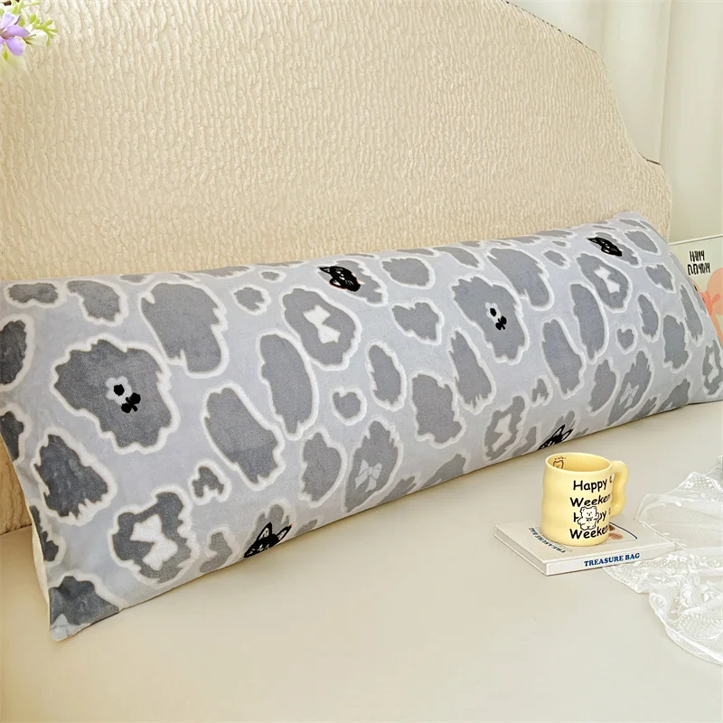 New plush printed pillowcase, double or single couple extended pillowcase (without core), home warm and soft long pillowcase