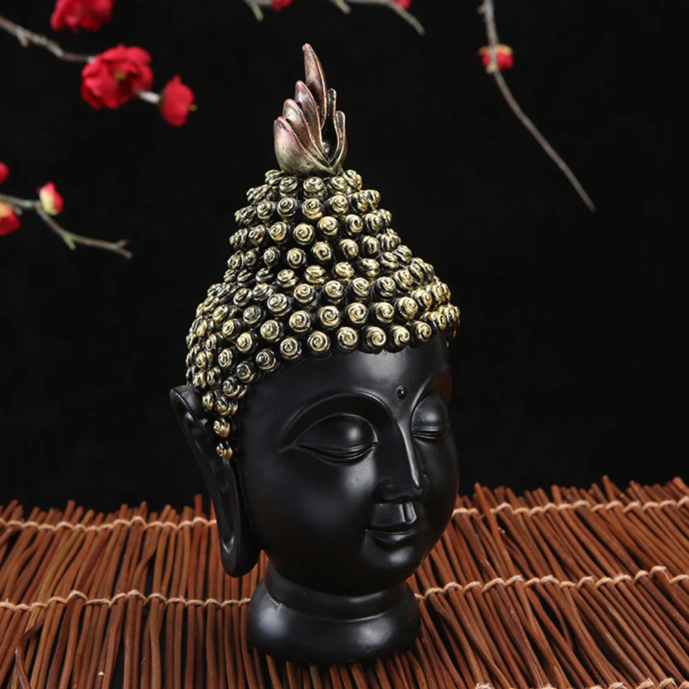 

Resin Buddha Head Statue for Home Decor Meditation Room Attractive Calm Design Buddhist Sculpture Indoor Ornament