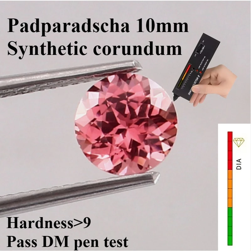 

Padparadscha gemstone synthetic sunrise natural cutting sapphire synthetic corundum hardness over 9 pass diamond pen test pink