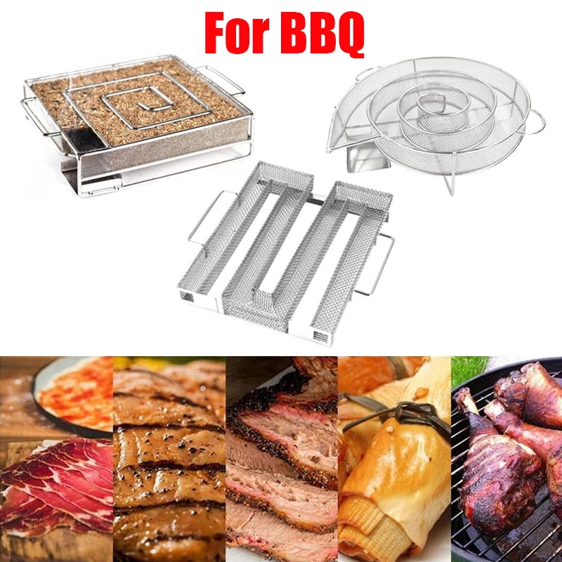 Cold Smoke Generator BBQ Accessories Steel Barbecue Grill Cooking Tool Smoker Salmon Bacon Meat Burn Cooking Stainless Bbq Tools