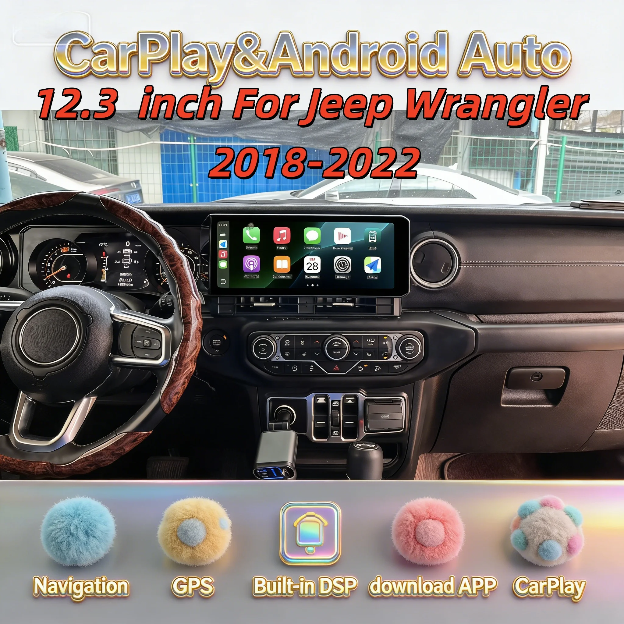 

Android Wireless CarPlay BT 5.0 Stereo For Jeep Wrangler 2018-2022 Multimedia Player Receiver DSP Head Unit GPS Navigation