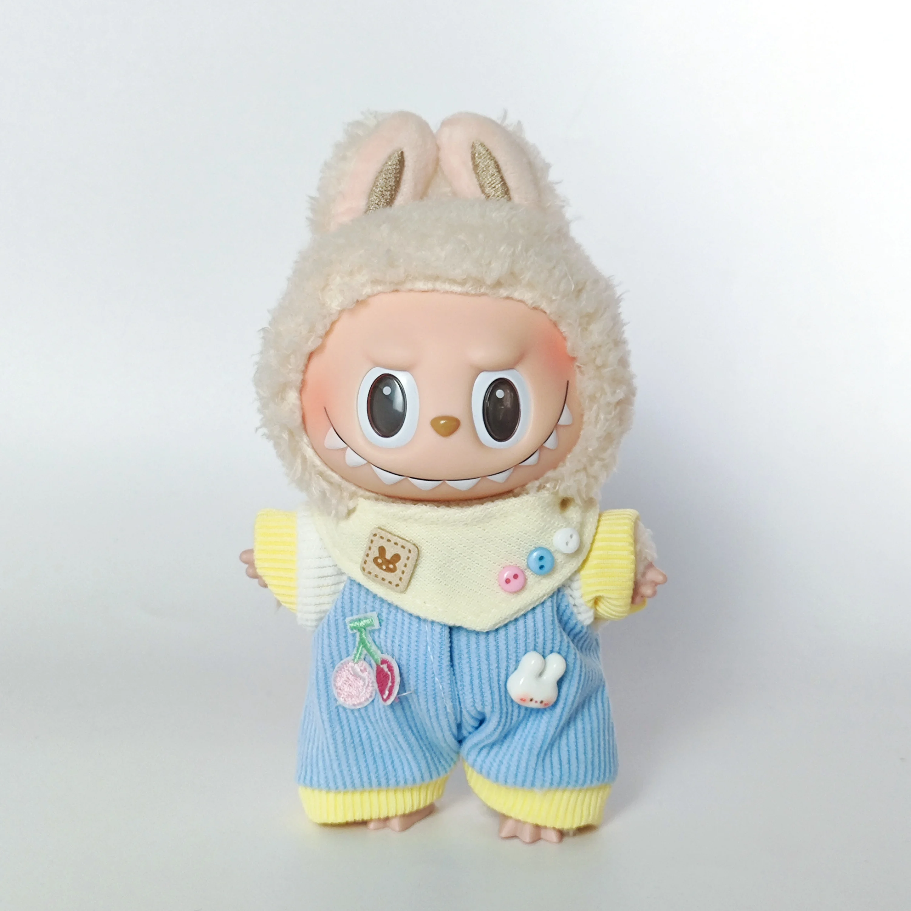 Conjunto de pijama con mono Labubu de 17 cm: traje de muñeca rosa y azul