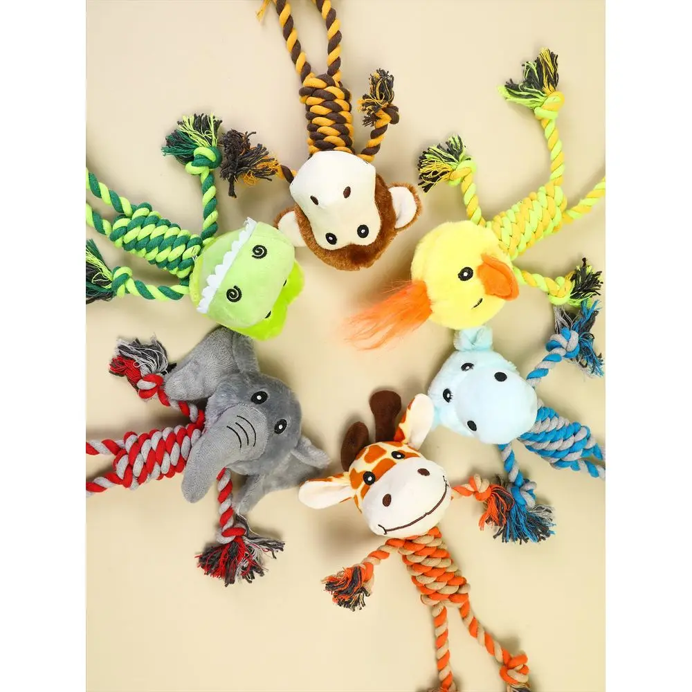 

Rope Pet Plush Chew Toy Cartoon Animal Shaped Dog SelfPlaying Boredom Relief Accessory, For Pets Only