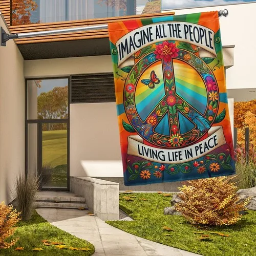 Peace Sign Hippie House Garden Flag Imagine All People Living Peace Gift Decor HHP AAL HHM WZZ yyi