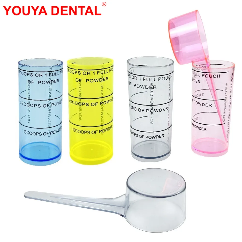 Plastic Dental Alginate Spoon Measuring Mixing Cups Impression Material Powder Mixture Tools Dentistry Lab Surveying Mixer Tools