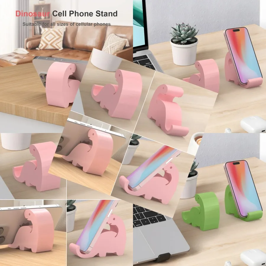 

Cute dinosaur phone stand made of plastic durable and not easy to break. Suitable for desks computer desks etc.