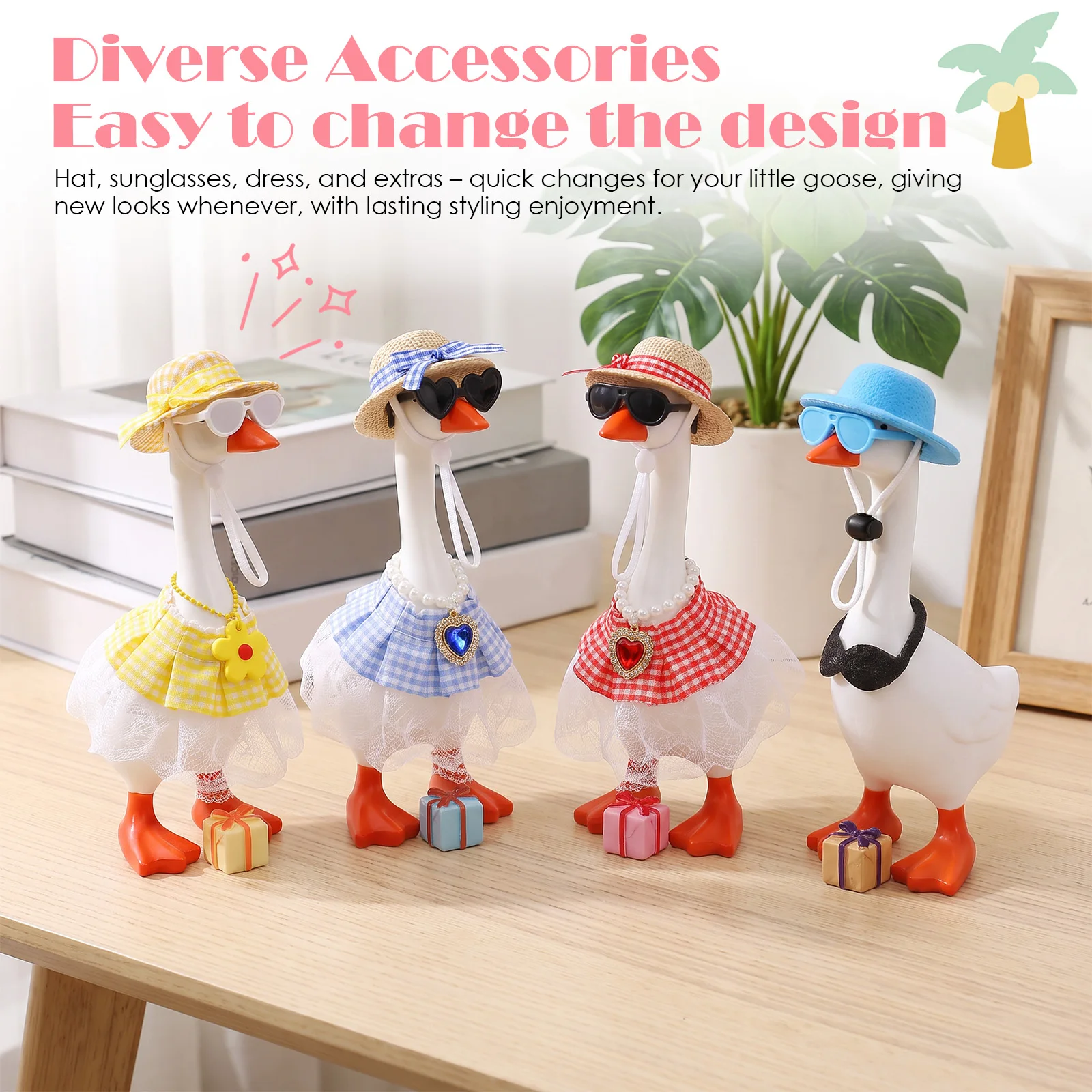 7 Inch Mini Desk Goose Outfits Decorative Cute Table Goose Clothes Quick Change Styling Goose Costume Desk Goose Accessories