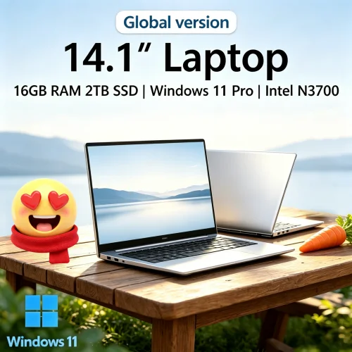 Novate 2026 Sleek Cut 14.1'' Hyperslim Laptop 16GB RAM 2TB SSD Intel N3700 1080P Screen Windows 11 Pro Insightful Hobby Driven