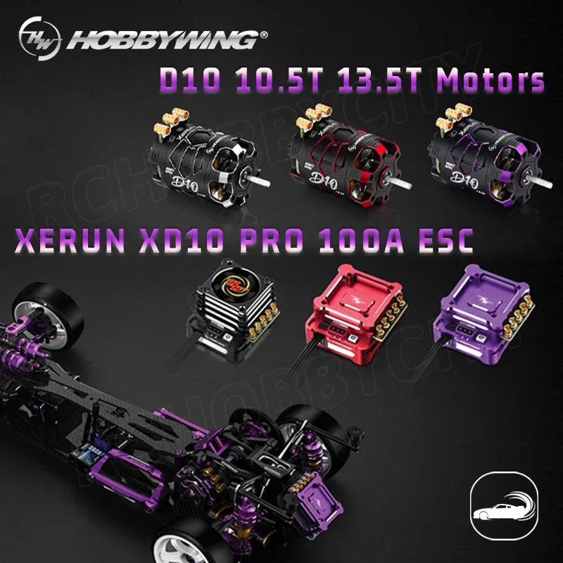 HOBBYWING XERUN XD10 PRO 100A ESC D10 10.5T 13.5T Motors Sensored Brushless Combo for 1/10 RC Drift Racing Model Car Accessories