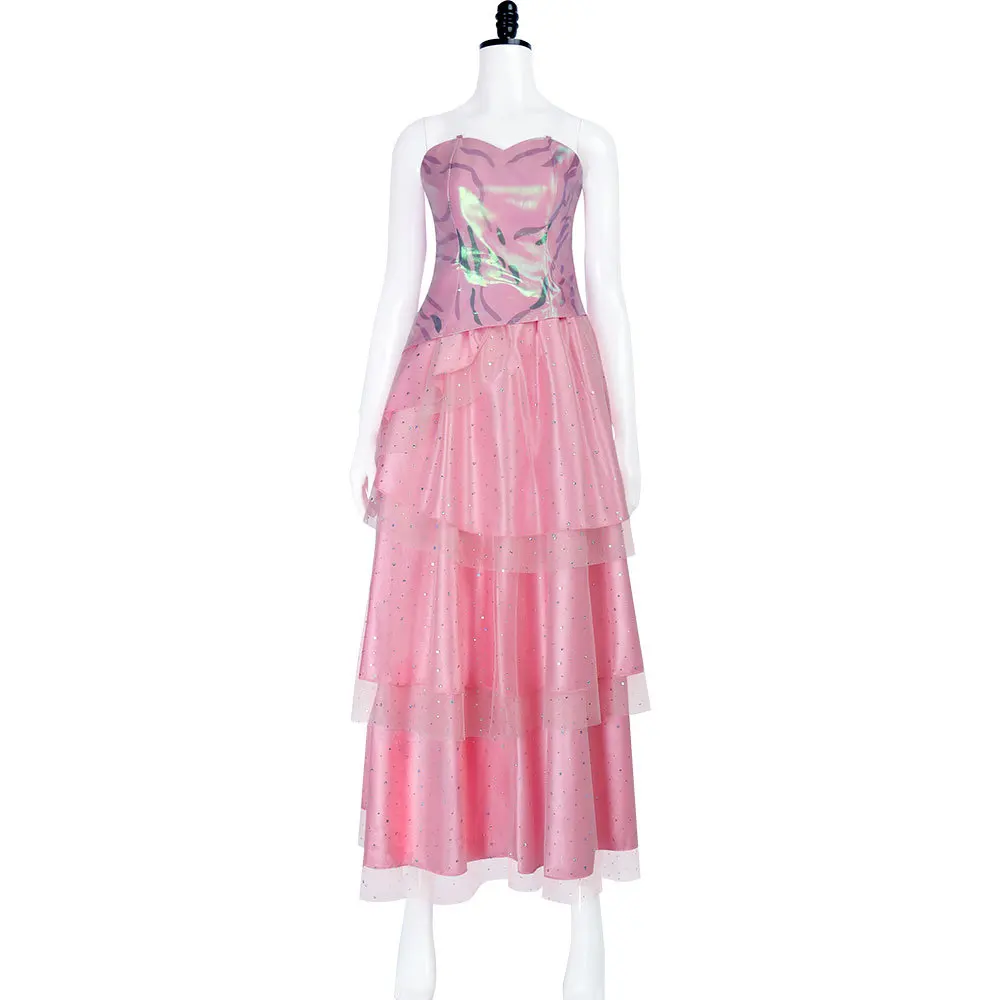 

Платье с блестками в стиле злой ведьмы Glinda, карнавальный костюм на Хэллоуин, сценический костюм, розовое длинное платье, комплект