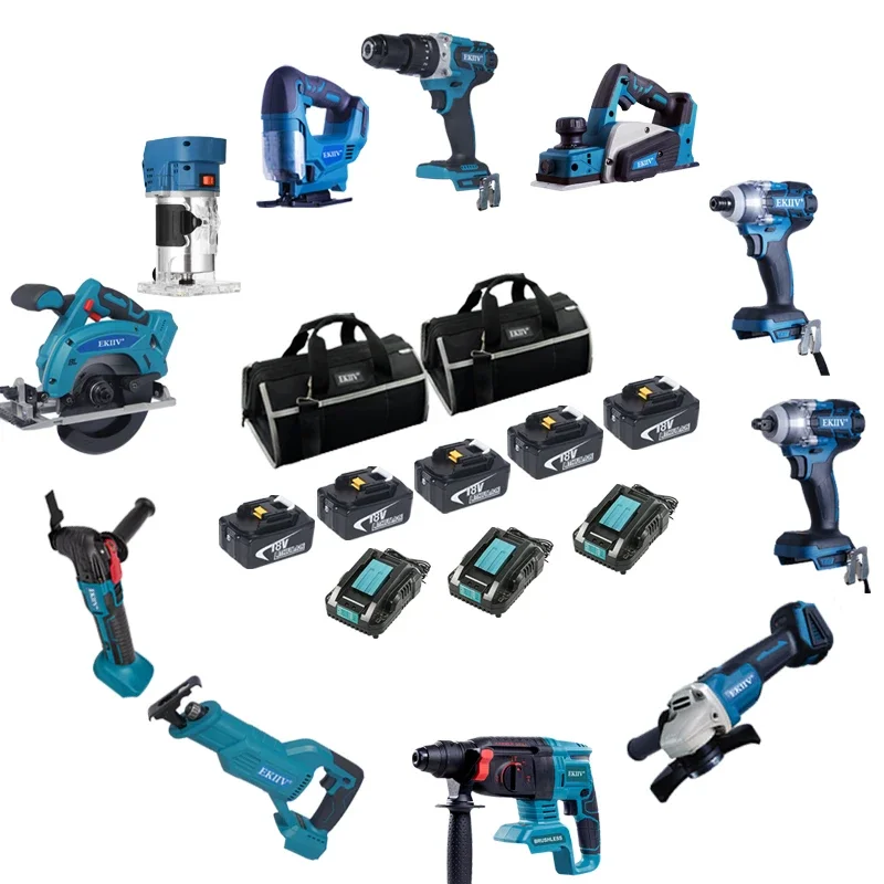 18V 20V 21V Electric Power Tool Li-ion Cordless Angle Grinder Reciprocating Saw Drill with Battery 4.0Ah Combo Kit Set