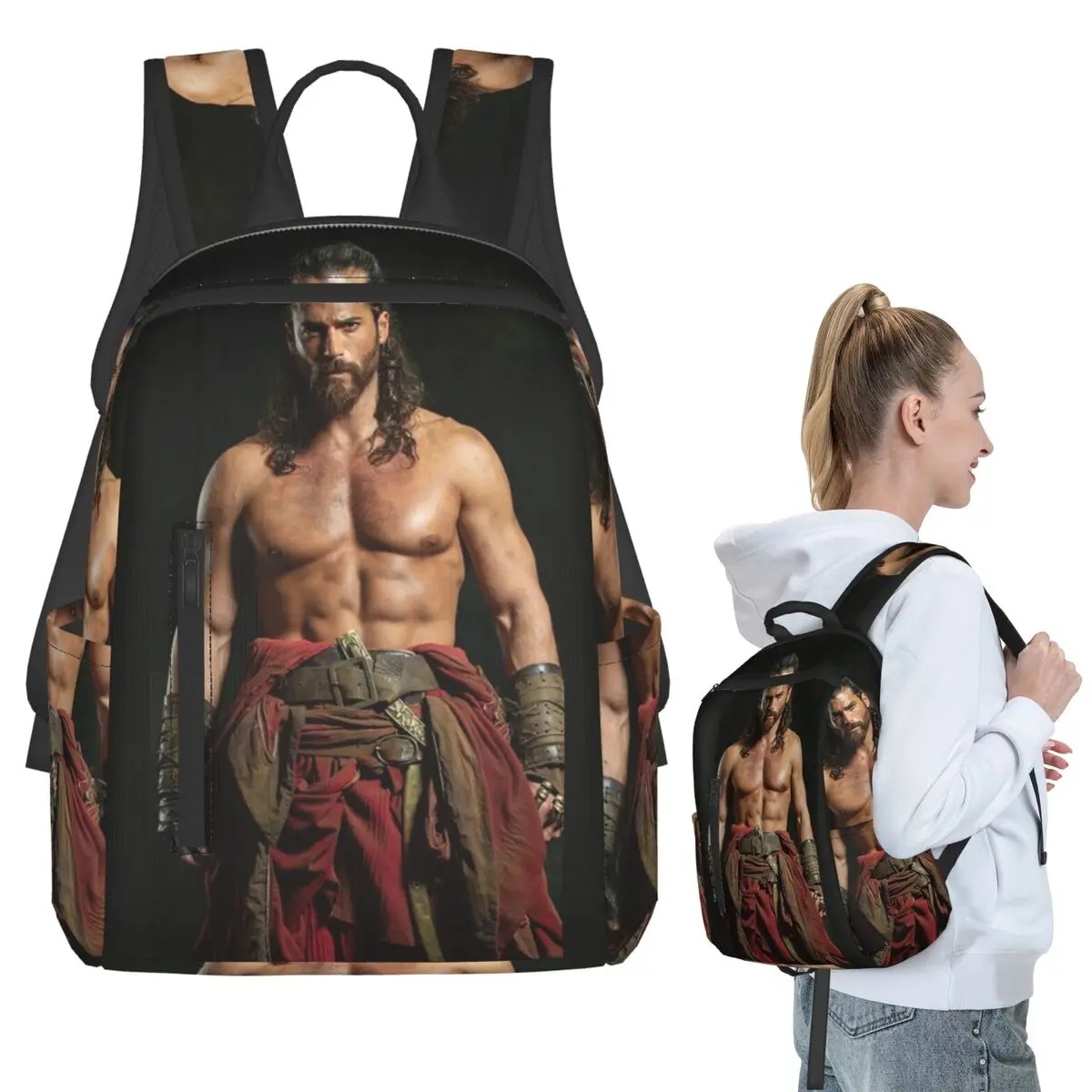 Actor Can Yaman Photo Backpack Student BookBag Boys Girls School Bag Computer Shoulder Bags Men Women