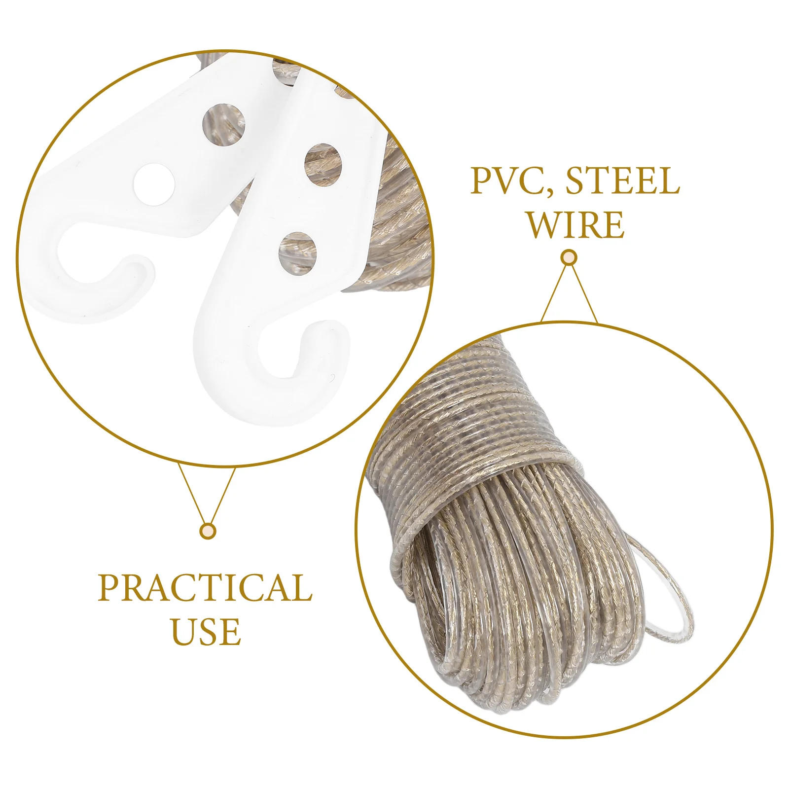 

50M Super Heavy Duty Steel Core Clothesline 3X50M Transparent Outdoor Washing Line Non Slip Windproof Garden Travel
