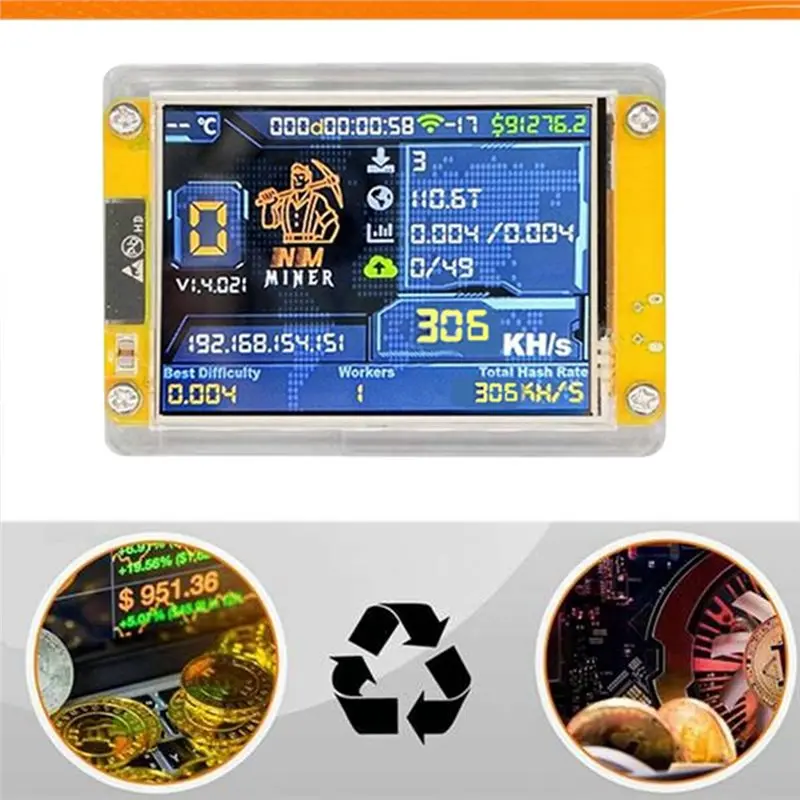 A42Z-306KH/S Nmminer Nerdminer Bitcoin Crypto Solo Miner 2.8 Inch Smart Display Nerdminer Upgraded 306KH/S Harshrate