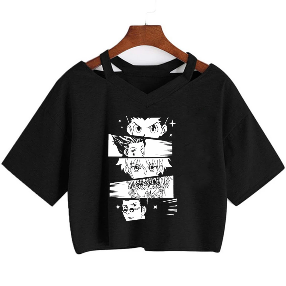 Hunter x Hunter crop top ladies funny streetwear scene  gothic japanese t-shirt japanese summer 2000s gothic